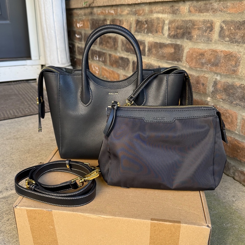 Aallyn New Black Leather Satchel Bag. - Picture 4 of 9